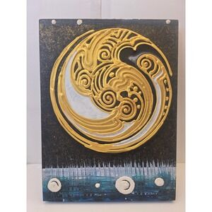 Contemporary Handmade Gold Silver Swirl Design Textured Wall Art 16x12 Canvas